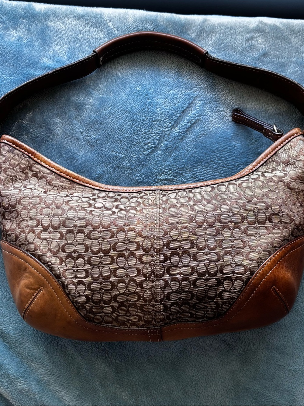 Coach Brown Leather Trim Soho Hobo Crescent Bag